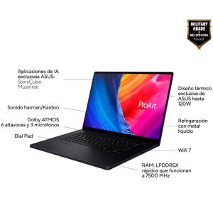 ORDENADOR PORTATIL ASUS PROART H7606WP-SC104W AI R9 HX370 32GB 1TB RTX5070 16"OLED W11H
