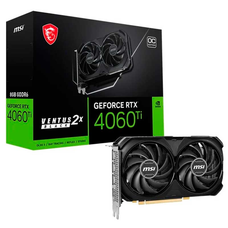 TARJETA GRAFICA MSI VENTUS BLACK NVIDIA GEFORCE RTX 4060 Ti OC 8 GB DDR6