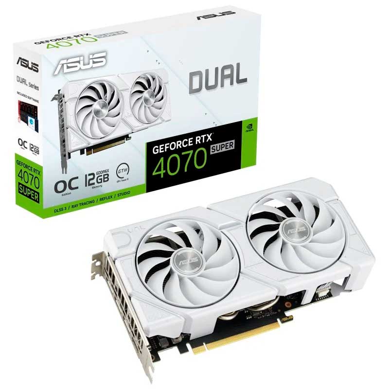 TARJETA GRAFICA ASUS DUAL OC NVIDIA RTX 4070 SUPER 12 GB BLANCA