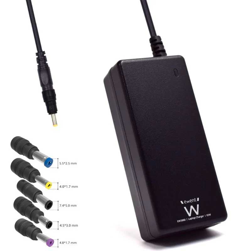 CARGADOR PORTATIL65 W EWENT EW3898 COMPATIBLE HP