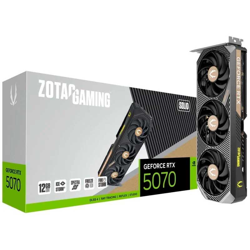 TARJETA GRAFICA ZOTAC GAMING SOLID NVIDIA GEFORCE RTX 5070 12 GB