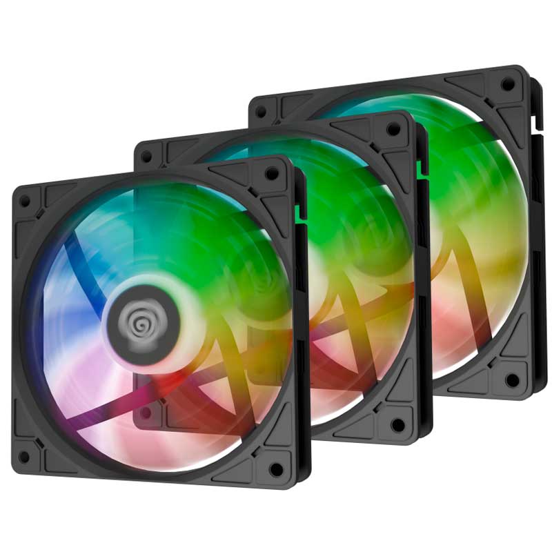 VENTILADORES KIT 3x GENESIS OXAL 120 ARGB NEGRO
