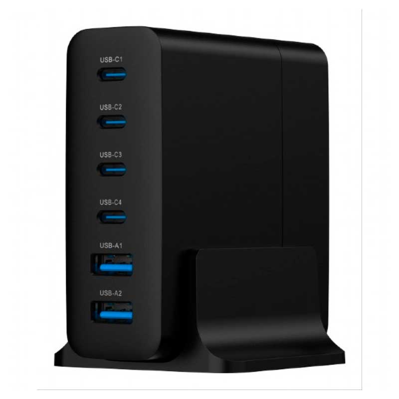 CARGADOR 6 PUERTOS USB A-C GEMBIRD GAN 75 W