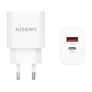 CARGADOR USB C - USB A 20 W AISENS BLANCO