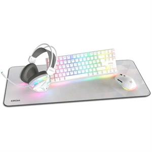 PACK TECLADO RATON AURICULARES Y ALFOMBRILLA KROM KLASS GAMING COMBO BLANCO